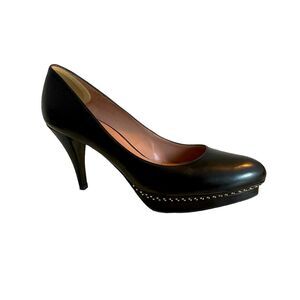 Pura Lopez Black Gold Studded Platform Heels, Size 38 (8)